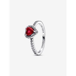 Pandora Elevated Red Heart Ring Sterling Silver Size 7.5 Sparkling Pave Crystal